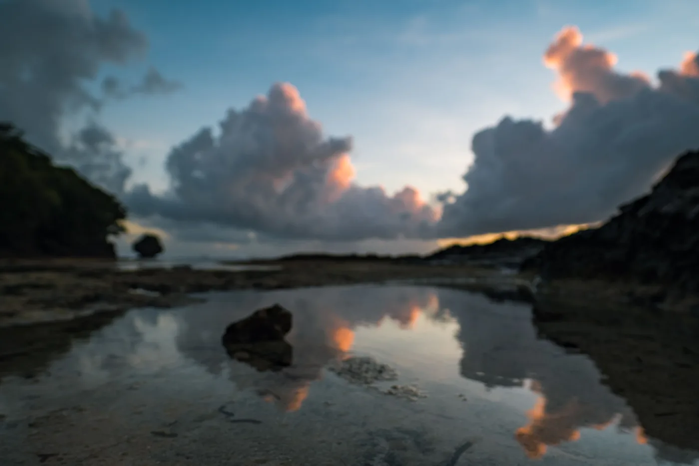 Photo: Stijn Dijkstra (Pexels License) Sunset light on a tidal rock pool on a beach in Siargao Island, Philippines
